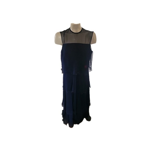 Dresses & Skirts - Vintage 1970's Pat Richards Tiered Chiffon Maxi Dress Blue Designer Retro Luxury
